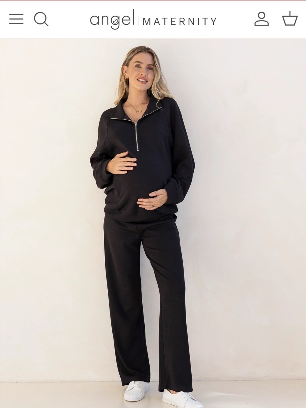 NWOT - Angel Maternity Alanna Half Zip Black Maternity Sweatshirt